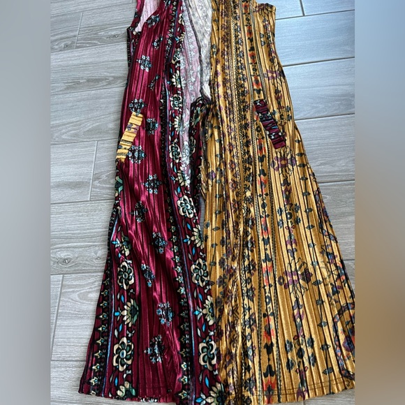 Dor Dor Couture Velvet Duster (Long Vest) in Burgundy & Mustard, Size M•••Boho - Picture 8 of 16